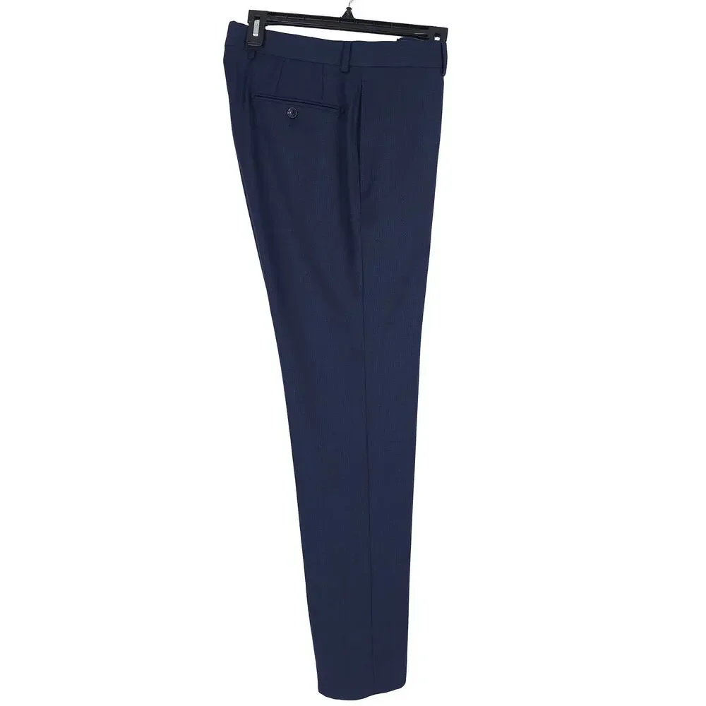 Calvin Klein Mens Slim Fit Suit Pants 32x30 Navy Blue Birdseye Wool Stretch NWT